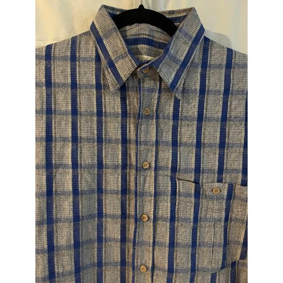 VTG Christian de Parallax Paris Shirt Cotton Blue Black White Cork Button Down - Picture 3 of 7